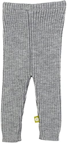 Nui Organics Unisex Merino Wool Rib Leggings in Silver, 3-6M