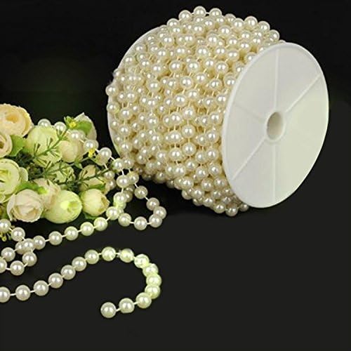 10 mm Large Ivory Round Pearls Faux Crystal Beads by the Roll for Wedding Party Decoration (20m Length)