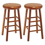 Set of 2, Swivel Seat, 24'' Stool, Assembled-Cherry Review