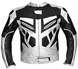 MOTORCYCLE SPEED RACING ARMOR LEATHER JACKET 44 White