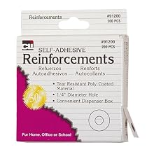 Charles Leonard Reinforcements - Hole - Self Adhesive White Poly - 1/4" Holes In Dispenser Box - 200/Box, 91200