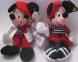 Disney Bean Bag Plush Mickey Mouse and Minnie Mouse Globe Trotting France French