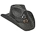 Port Classic Shapeable Straw Country Cowboy Hat, Heart (Black)