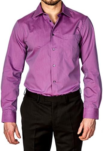 horst Men's Solid Color Long Sleeve Dress Shirt Purple Size 16