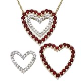 14k Yellow Gold Ruby and Diamond Interchangeable Heart Pendant (1/5 cttw, I-J Color, I3 Clarity)