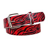 RED BLACK & WHITE ZEBRA STRIPED BELT WITH REMOVABLE BUCKLE SIZE SMALL