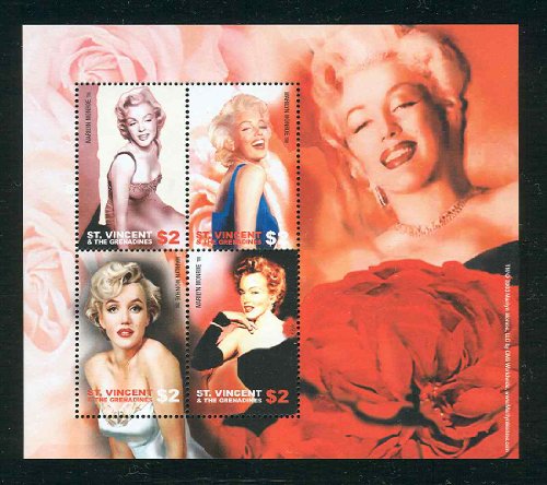 Marilyn Monroe Souvenir Sheet of 4 RARE St Vincent Stamps 3188