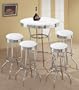 4 White Glitter Barstools and White Table Set