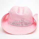 Sophias Style Girls Pale Pink Cowgirl Straw Hat Dress Up Girl 4-16 
