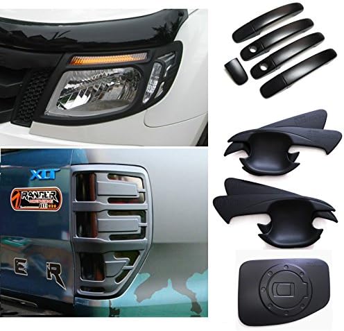 Black Matte Cover Set Headlight Tail Light Gas Door Handle Bowl Ford Ranger T6 Wildtrak Xlt Px Ute 12 13 14