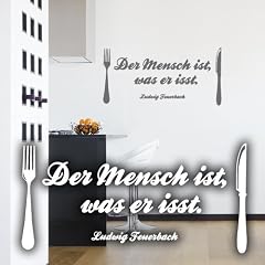 Wandkings Wandtattoo "Der Mensch ist, was er isst. (Ludwig Feuerbach)" 50 x 24 cm schwarz - erh�ltlich in 33 Farben