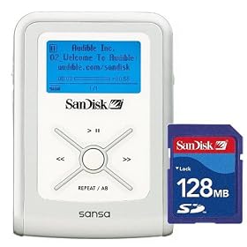 SanDisk D�I�[�f�B�I�v���[���[ 1GB �V���o�[ SD�J�[�h128MB�t SDMX2-1024-J65A-S