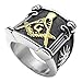KONOV Embossed Freemason Masonic 316L Stainless Steel Band Enamel Mens Ring- Size 10