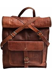 22" Genuine Leather Vintage 15.6 17" Laptop Backpack School Book Bag Briefcase