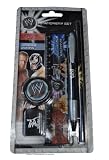 WWE - Set scolaire composé de 5 articles (stylo bille, règle plate, crayon papier, gomme, taille-crayons)