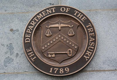 Professionally Framed United States Department of Treasury Seal Photo Poster - 11x17 with RichAndFramous Black Wood Frame
