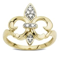 14k Yellow Gold Fleur-De-Lis Diamond Ring (.03 ct, I-J Color, I2 Clarity), Size 7