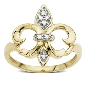 Yellow Gold Fleur-De-Lis Diamond Ring