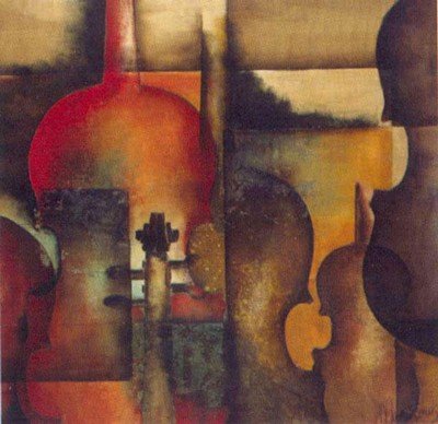 Ode to Music I Beautiful MUSEUM WRAP CANVAS Print with Added BRUSHSTROKES Marie Louise Oudkerk 28x32