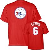Julius Erving Philadelphia 76ers Throwback Player Name and Number Red T-Shirt
