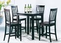 5 Pc Espresso Finish Wood Round Counter Height Small Dining Table Set