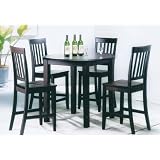 5pc Counter Height Dining Table & Stools Set Dark Mahogany Finish