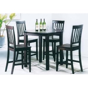 5pc Counter Height Dining Table and Stools Set Dark Mahogany Finish by 