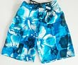 Mens Swim Trunks with Elastic Waist, 2 Side Inseam Pockets, Side Cargo Pockets. Faux Fly Front, Mesh lined. Turq Floral Size s S-XL