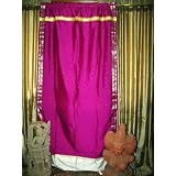 2 Electric Purple Silk Sari Drapes, Panels, Curtains India 96 by Mogul Interior