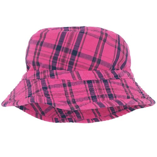 over-dyed plaid bucket hat
