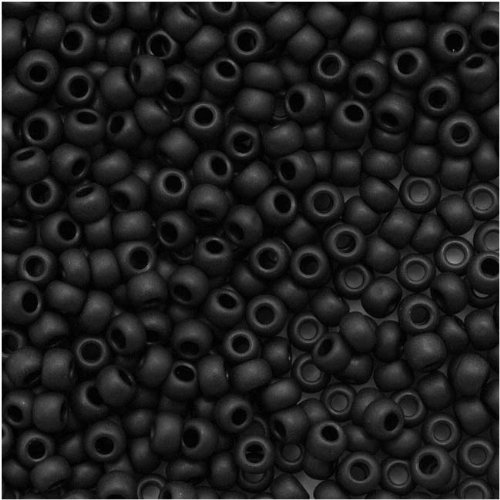 Toho Round Seed Beads 11/0 #49F 'Opaque Frosted Jet' 8 Gram Tube