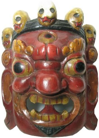 Hand Carved Mahakala the Protector Wooden Mask - Small