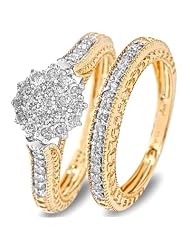 3 4 Ct. T. W. Round Cut Diamond Ladies Bridal Wedding Ring Set 14k Yellow Gold... by 