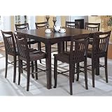 Mahogany Finish Counter Height Dining Table & 8 High Chairs Set