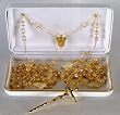 Wedding Lasso Rosary - Aurora Crystal Beads - Gold Plated - Two Separate Loops - 8mm Beads - 42" Chain - Deluxe Box Included
