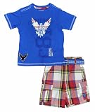 Company 81 True Blue & Bright Red Plaid Boys 2Pc Short Set