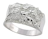 Sterling Silver Rectangular Nugget Ring, 1/2 (13mm) wide