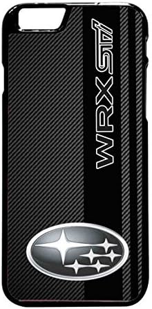 Subaru WRX STI logo field of simulated Black Carbon Fiber for Iphone 6 Plus Case (Black Plastic)