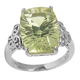 6.5ct Genuine Natural Lemon Crystal Gemstone and Diamond 10k White Gold Ring