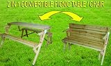 Wooden Converting Picnic Table and Bench - 24WD3001