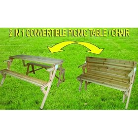 Wooden Converting Bench Table from Folding Picnic Tables