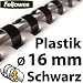 Schwarze 16mm Plastikbinder�cken A4 Fellowes, bis ca. 120 Blatt, 25 St�ck, Plastik-Spiral Binder�cken, Binding Combs, 21 Ringe, Schwarz, 53323