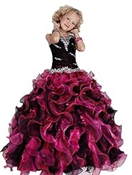 Toddler Organza  Crystals Crystal Sequined Lace  Floor Length  Ball Gown Pageant Dress  With Ruffles