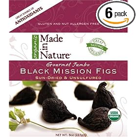 Made In Nature Organic Black Mission Figs, Sun-Dried and Unsulfured, 8-Ounce Bags (Pack of 6)