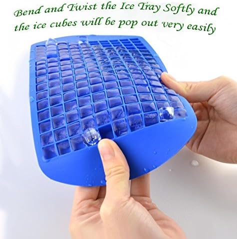 ZMD 2 peces! Silicone ICE CUBES Ice lattice Frozen 160 Mini Cubes Silicone Ice Tray Candy Mold 100% Food Grade Silicone (BLUE)