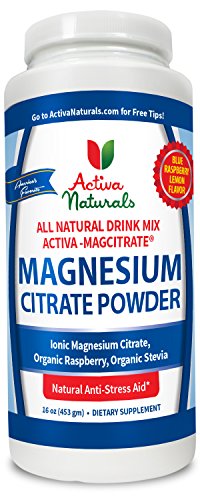 Activa Naturals Magnesium Citrate Drink Mix Powder - 16 oz. Vegan, Gluten Free & Raspberry Lemon Flavored Supplement with Organic Stevia for Natural Calm, Vitality and Immune Health Support