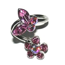 Pierced & Modified  Body Jewellery Navel Bars  Butterfly & Flower Spiral Belly Ring  Pink