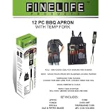 12-Piece BBQ Set with Apron and Digital Thermometer BBQ Fork by Finelife