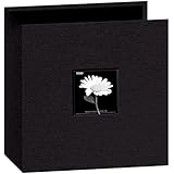 Pioneer 8 1/2 Inch by 11 Inch 3-Ring Fabric Frame Cover Memory Binder, Deep Black