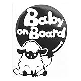 ブラック（黒） Baby on board ひつじ ヒツジ 動物 赤ちゃん baby ステッカー 窓ガラス用シールタイプ キッズ 子供 ※吸盤・マグネットタイプではありません 取付簡単 赤ちゃんが乗っ